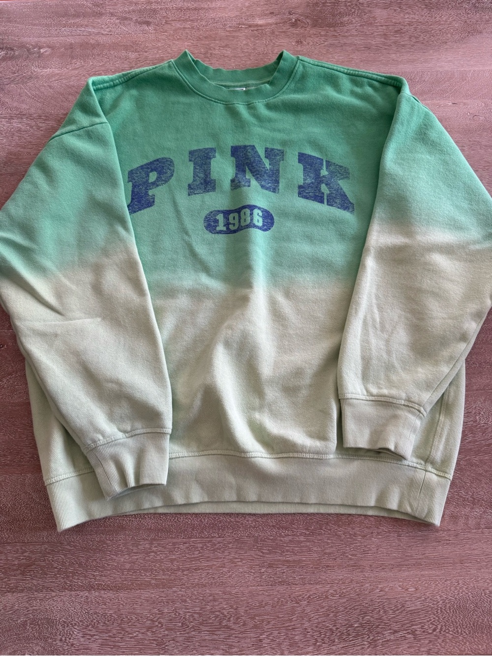 EUC PINK Victoria's Secret 1986 Green Ombre Crewneck Sweatshirt - M